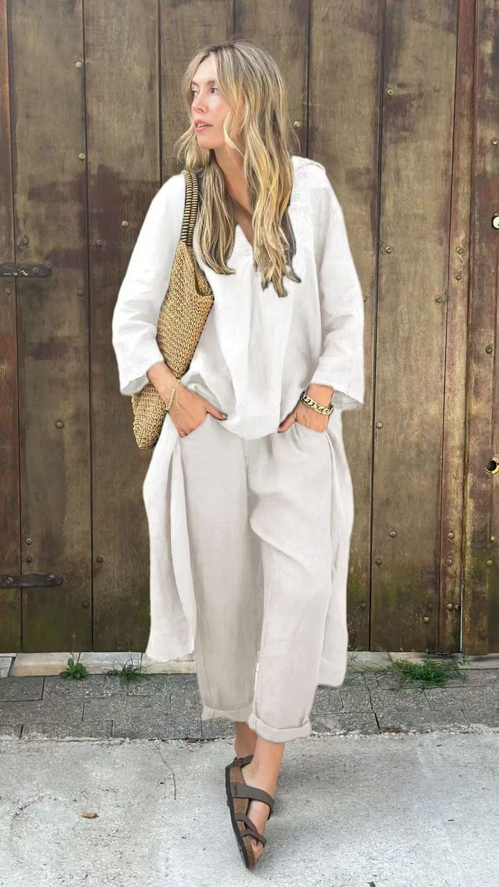 Louisa – Chic Two-Piece Set for Women with High-Low Hem