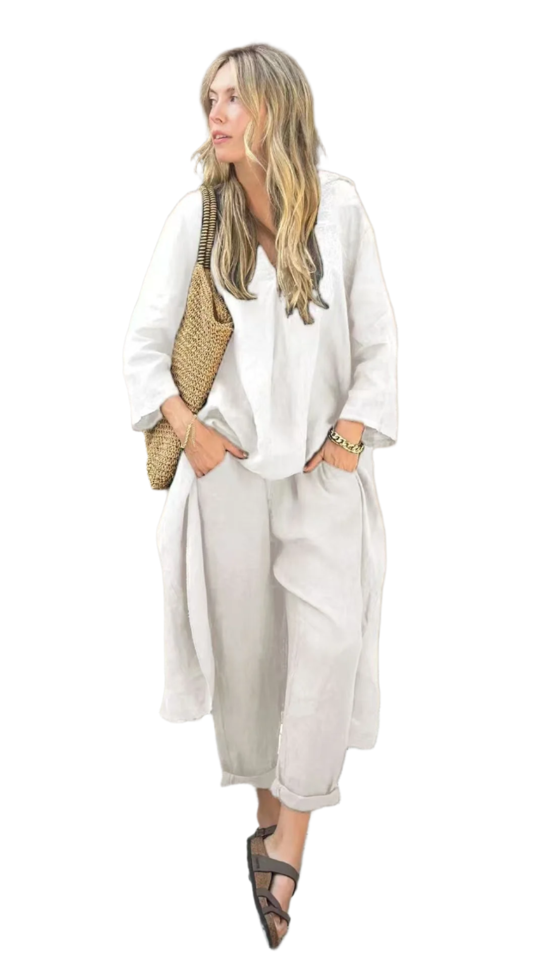 Louisa – Chic Two-Piece Set for Women with High-Low Hem