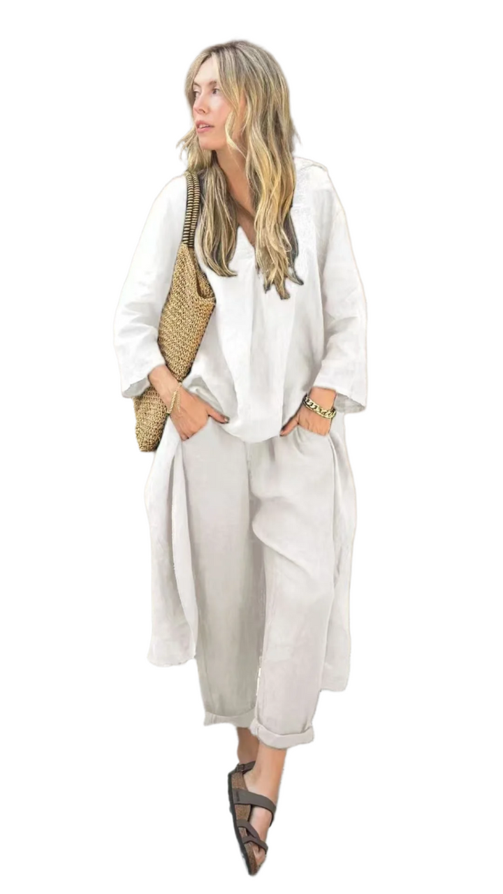 Louisa – Chic Two-Piece Set for Women with High-Low Hem