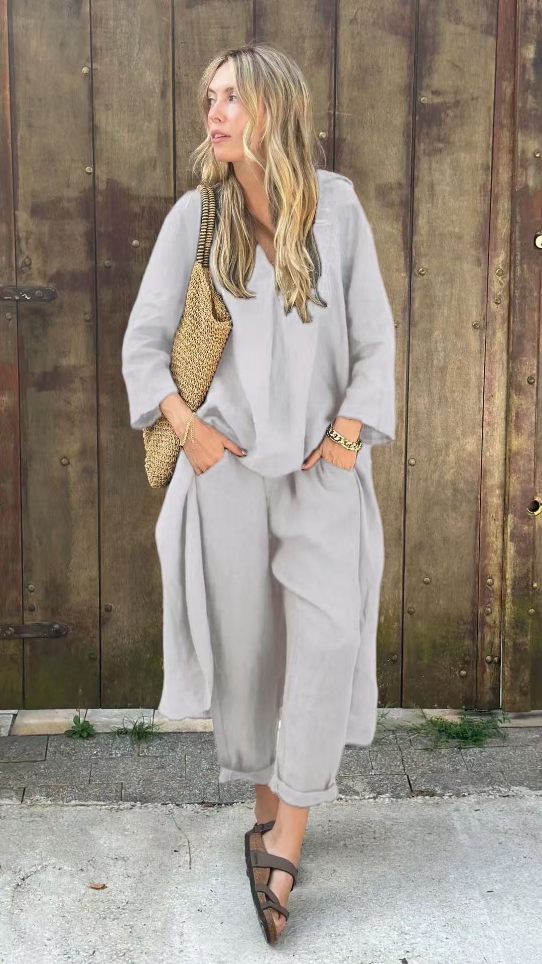 Louisa – Chic Two-Piece Set for Women with High-Low Hem