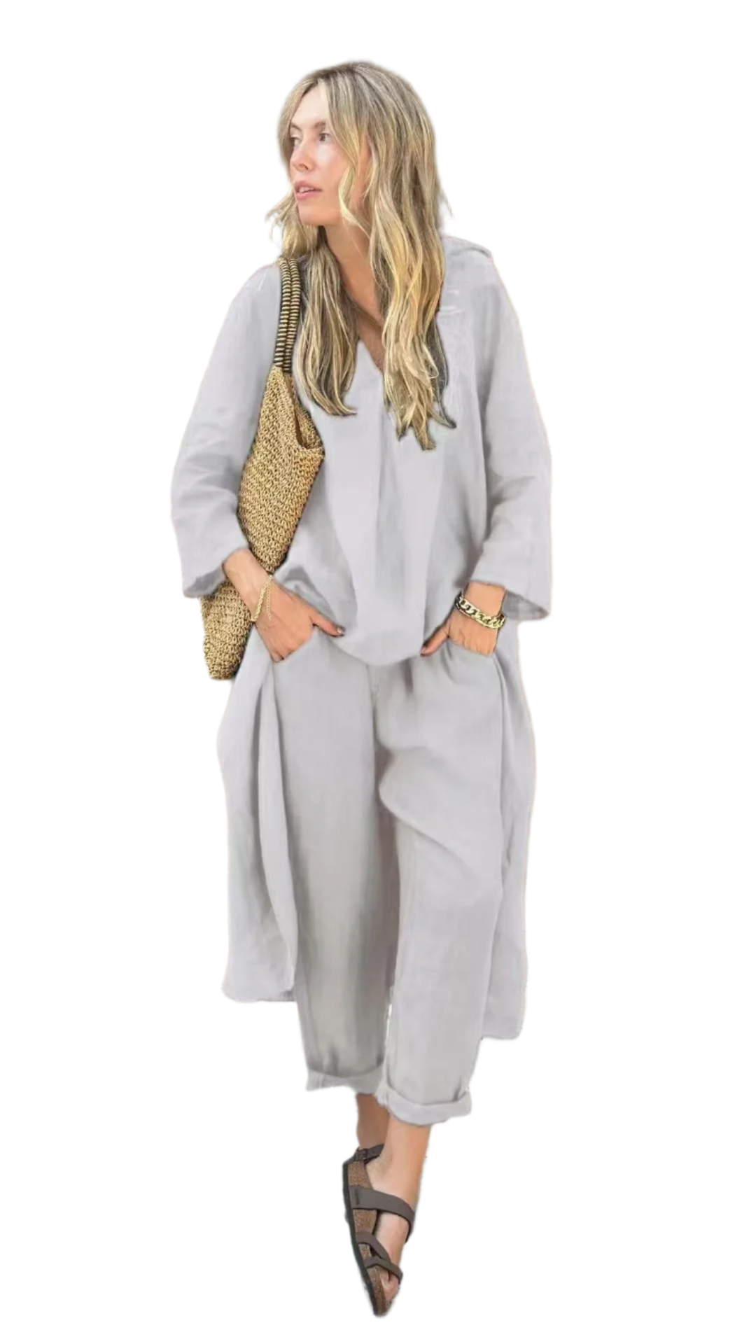 Louisa – Chic Two-Piece Set for Women with High-Low Hem