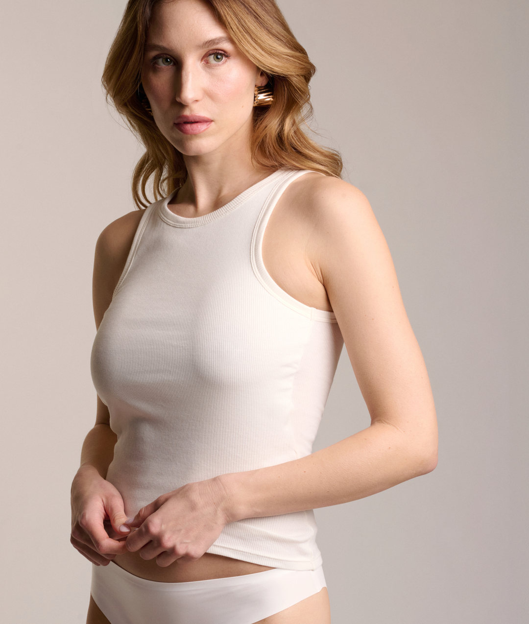 Valeria – Women's Ribbed Cotton Halter Neck Top