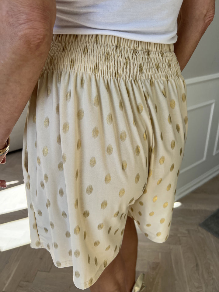 Erin – Gold-Dot Women’s Elastic Lounge Shorts