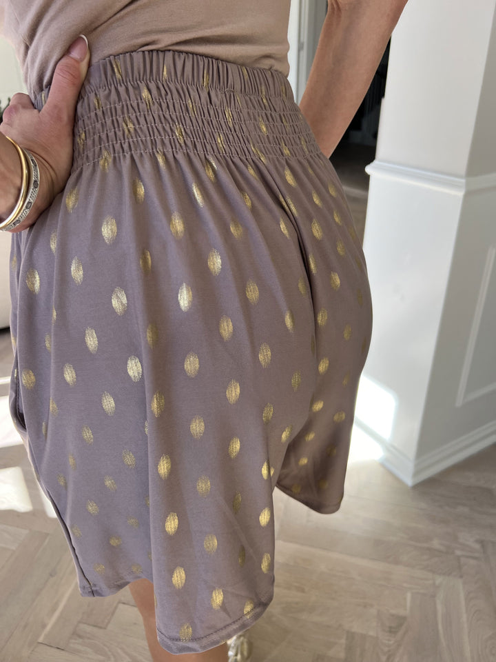 Erin – Gold-Dot Women’s Elastic Lounge Shorts