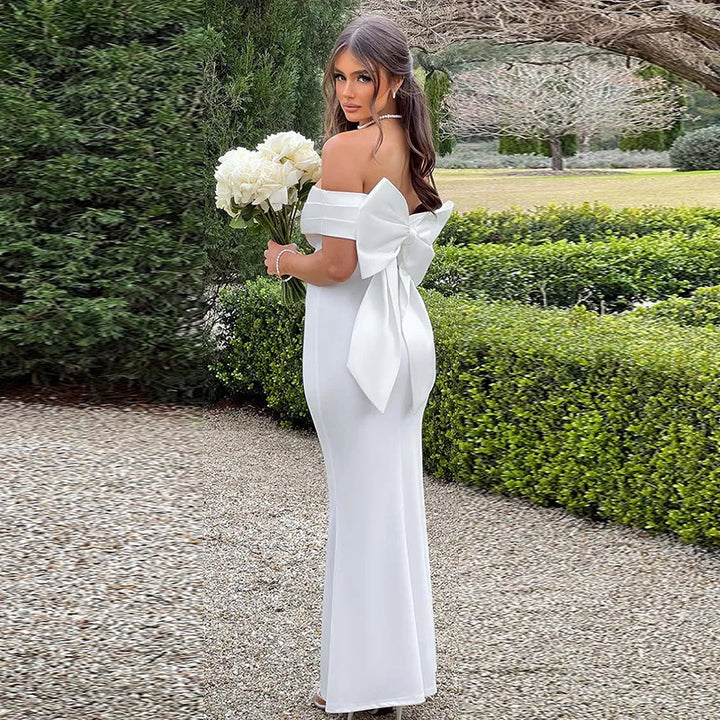 Valeria – Off-Shoulder Women's Dress with Bow