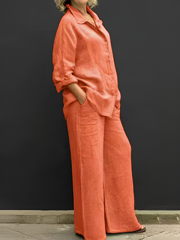 Sofia – Women’s Linen Two-Piece Shirt Suit