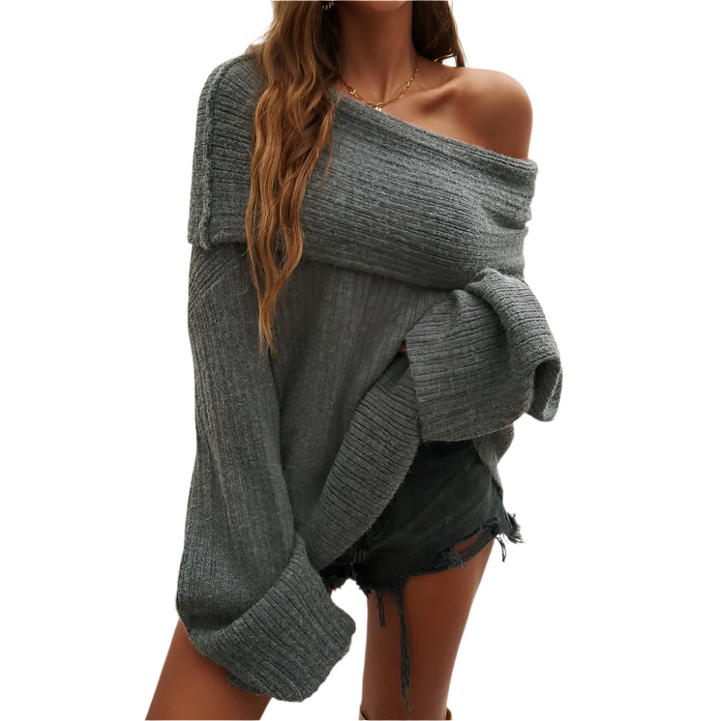 Elena – Off-Shoulder Women’s Pullover Sweater