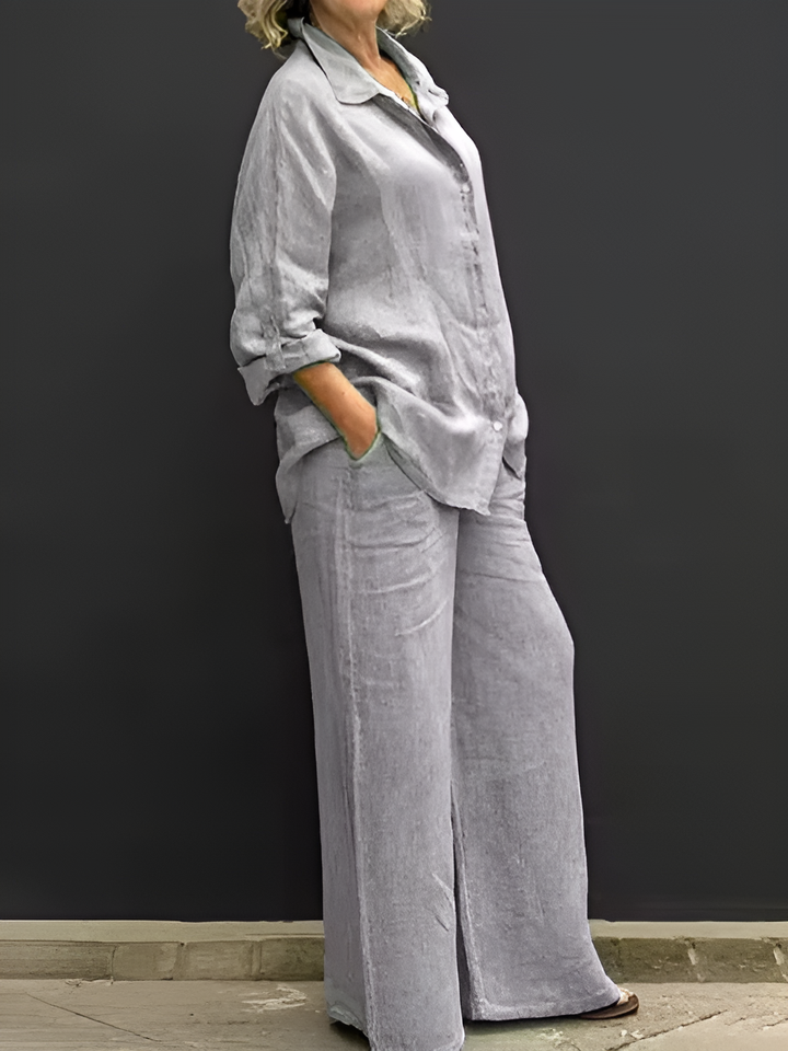 Sofia – Women’s Linen Two-Piece Shirt Suit