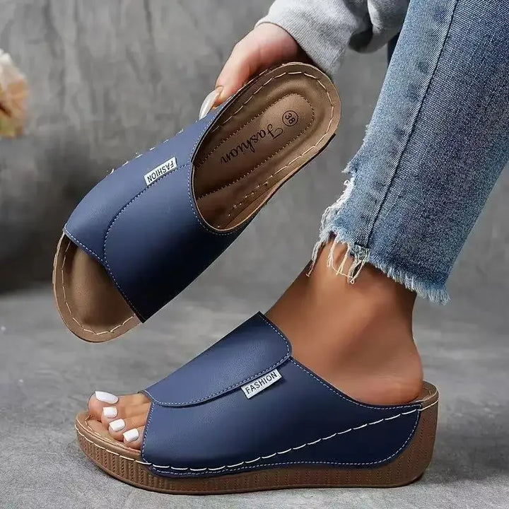 Yessa – Breathable Leather Women’s Wedge Mules
