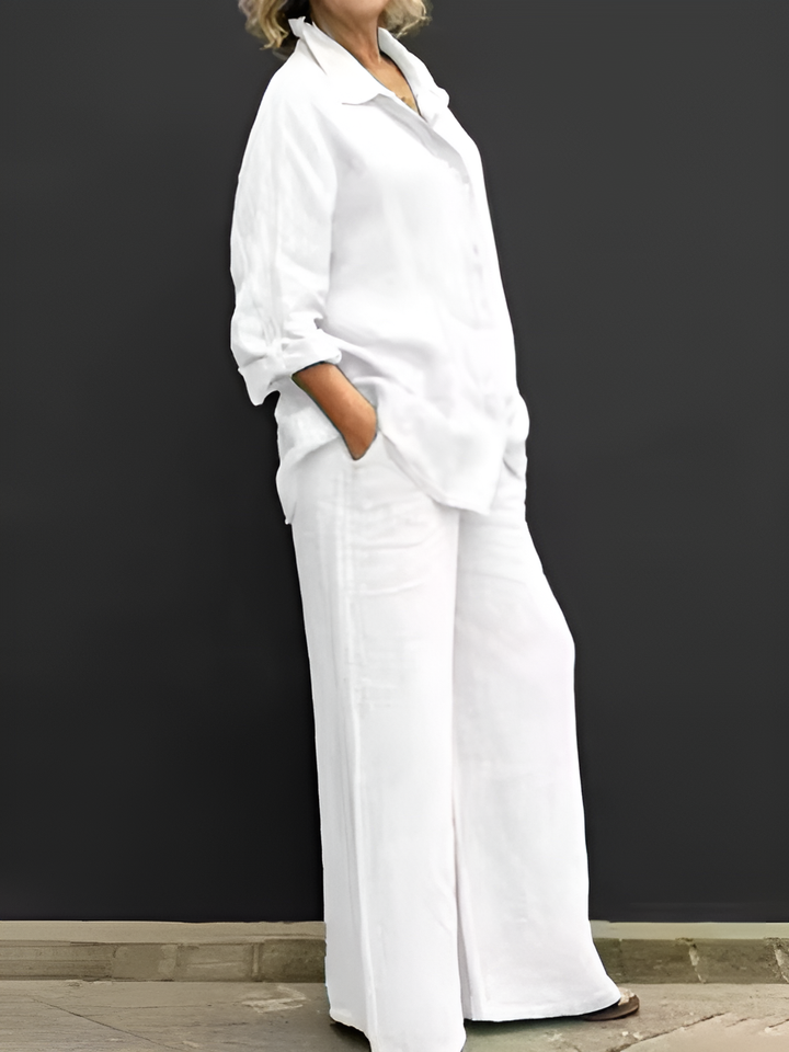Sofia – Women’s Linen Two-Piece Shirt Suit