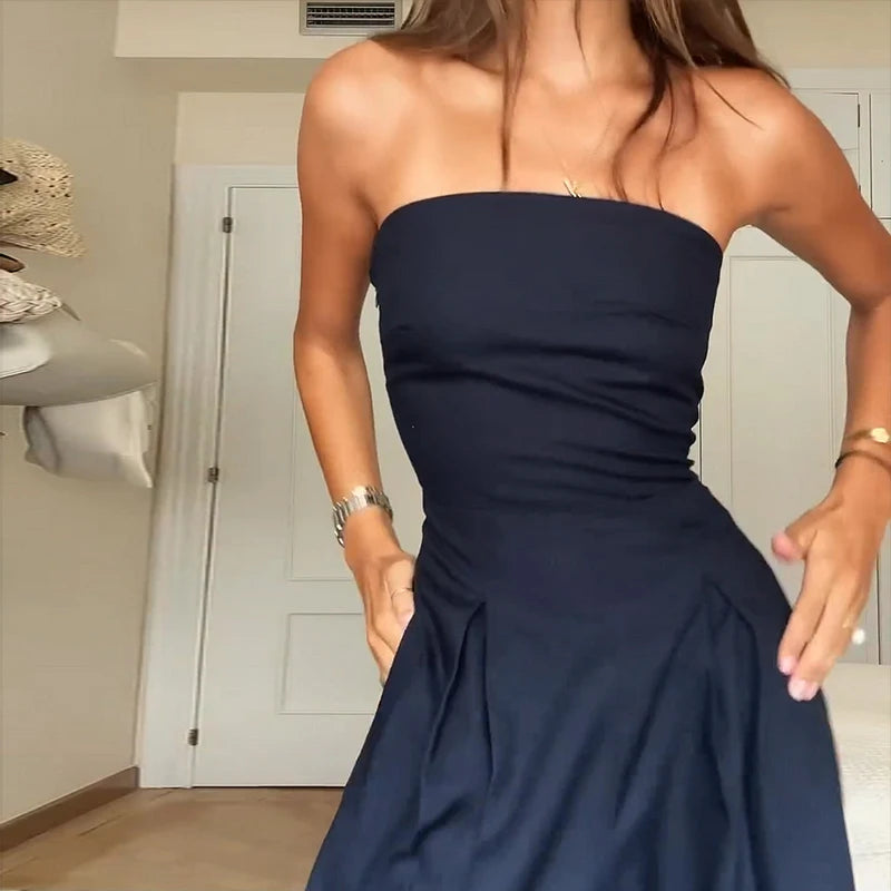 Angel – Women’s Strapless Solid Color Jumpsuit