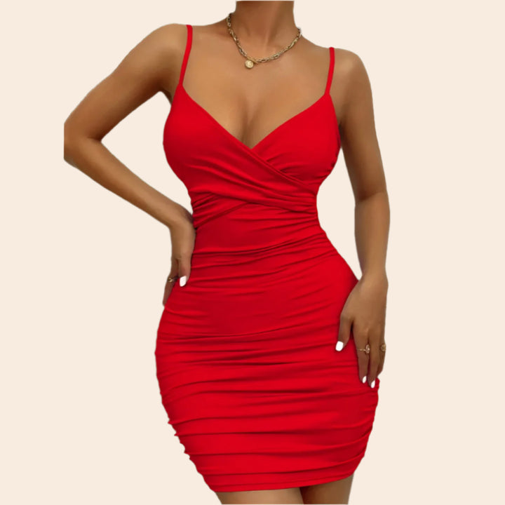 Claire – Summer Ruffle Women’s Deep V Club Dress