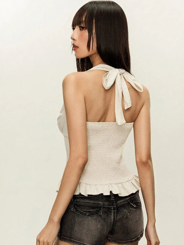 Shuvee – Lace-Up Ruffle Women’s Halter Top
