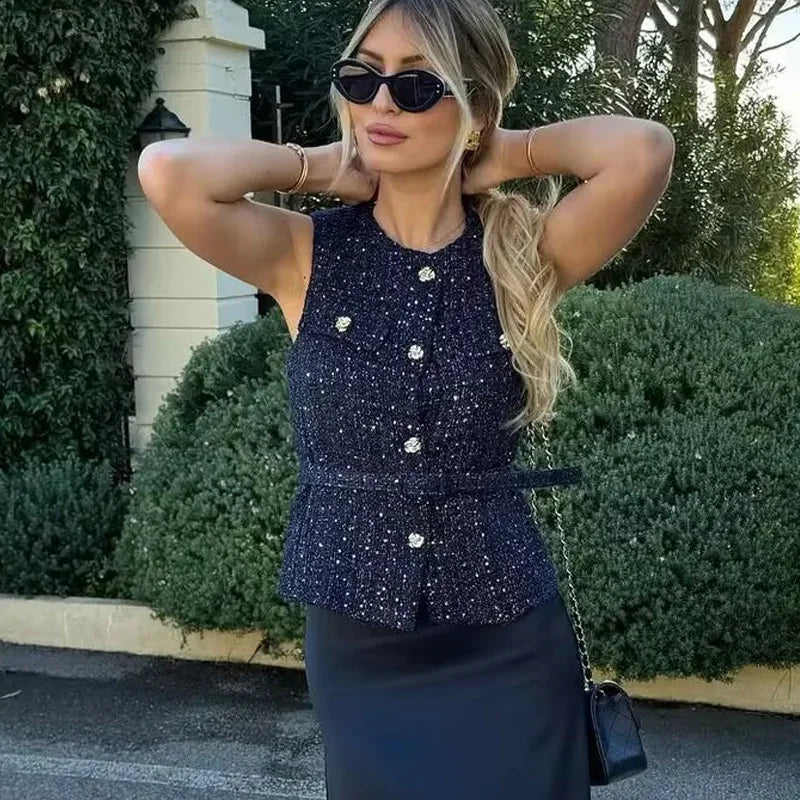 Riley – Women’s Cropped Tweed Waistcoat Vest