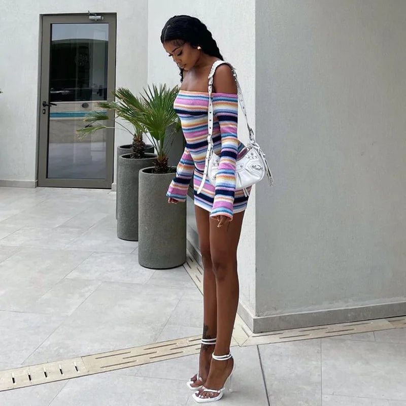 Elna – Off-Shoulder Women’s Slim Fit Spring Mini Dress