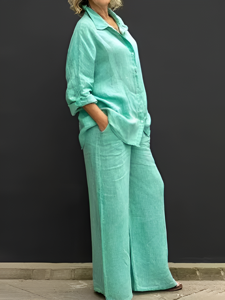 Sofia – Women’s Linen Two-Piece Shirt Suit