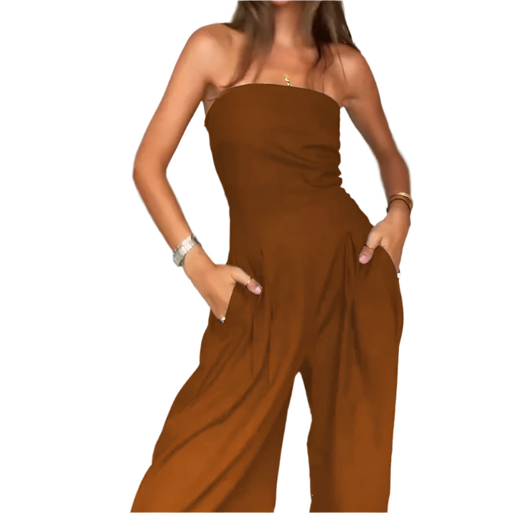Angel – Women’s Strapless Solid Color Jumpsuit