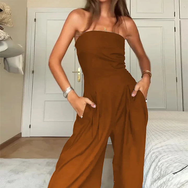 Angel – Women’s Strapless Solid Color Jumpsuit
