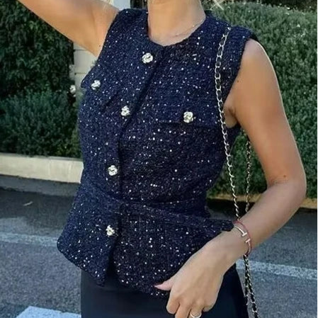 Riley – Women’s Cropped Tweed Waistcoat Vest