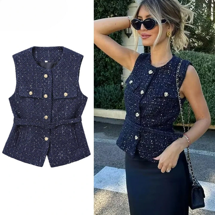 Riley – Women’s Cropped Tweed Waistcoat Vest