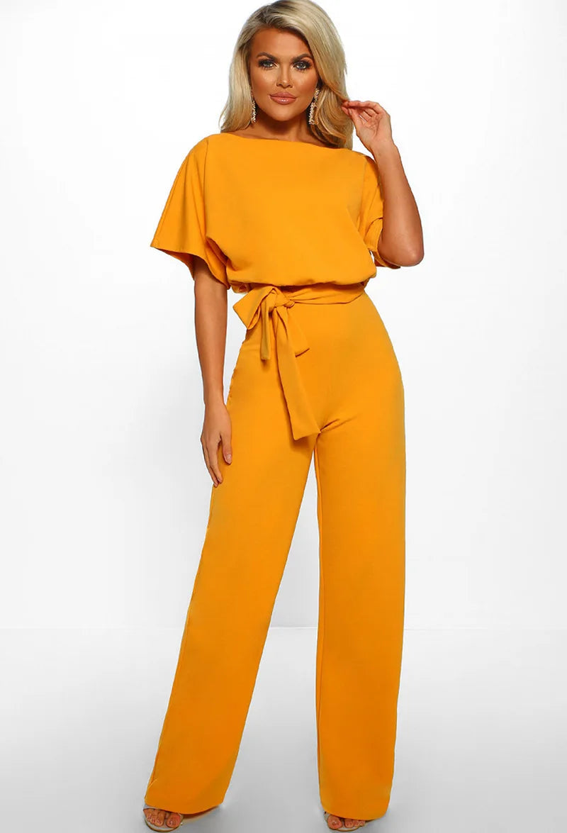 Seraphina – Elegant Women’s Short-Sleeve Wide-Leg Jumpsuit