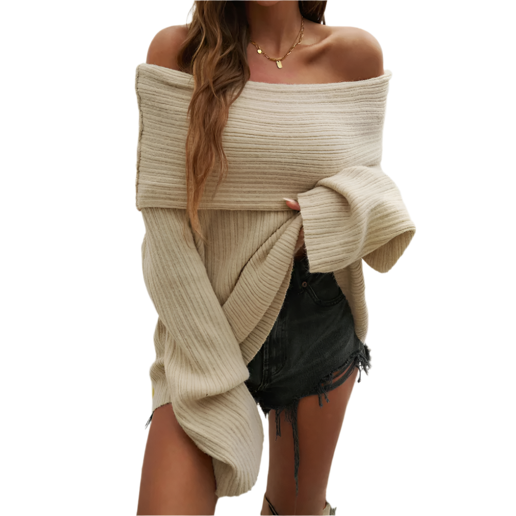 Elena – Off-Shoulder Women’s Pullover Sweater