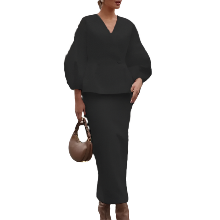 Chloé – Elegant Women’s V-Neck Top & Skirt Set