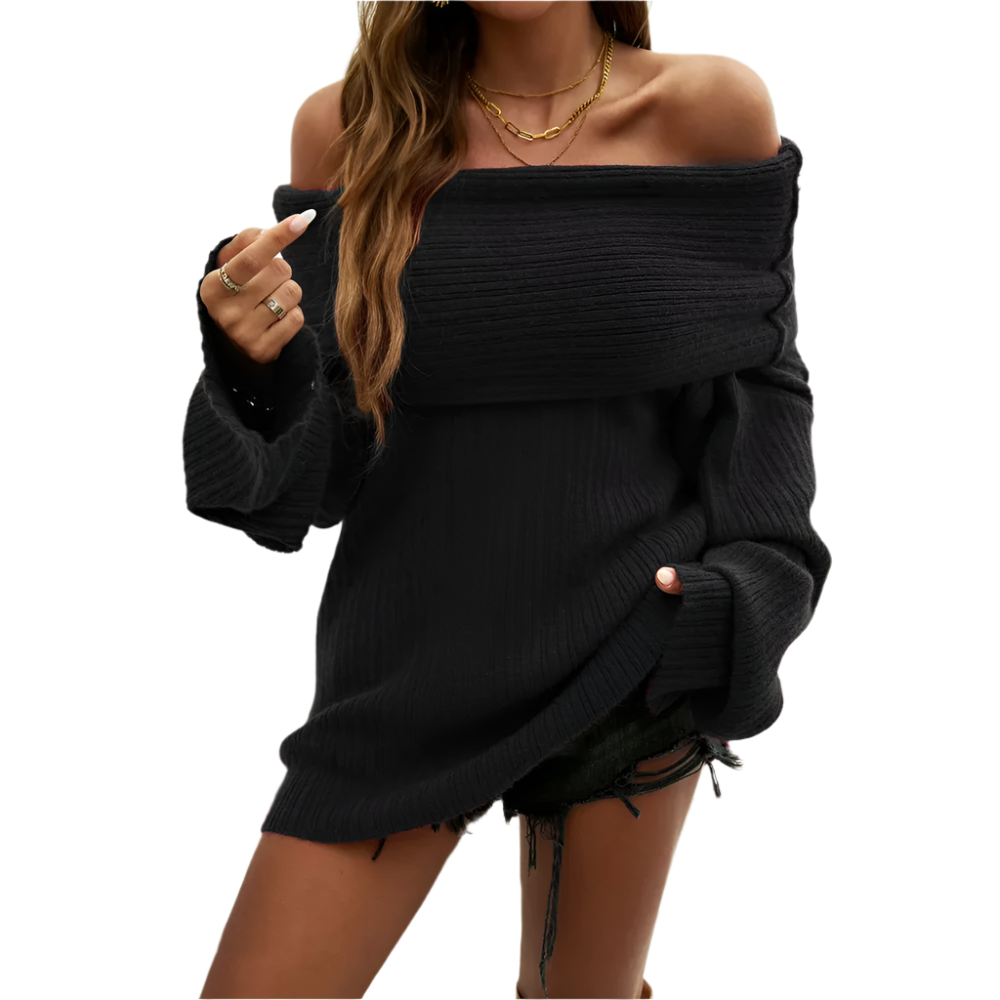 Elena – Off-Shoulder Women’s Pullover Sweater