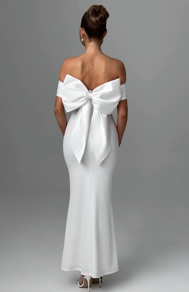 Valeria – Off-Shoulder Women's Dress with Bow