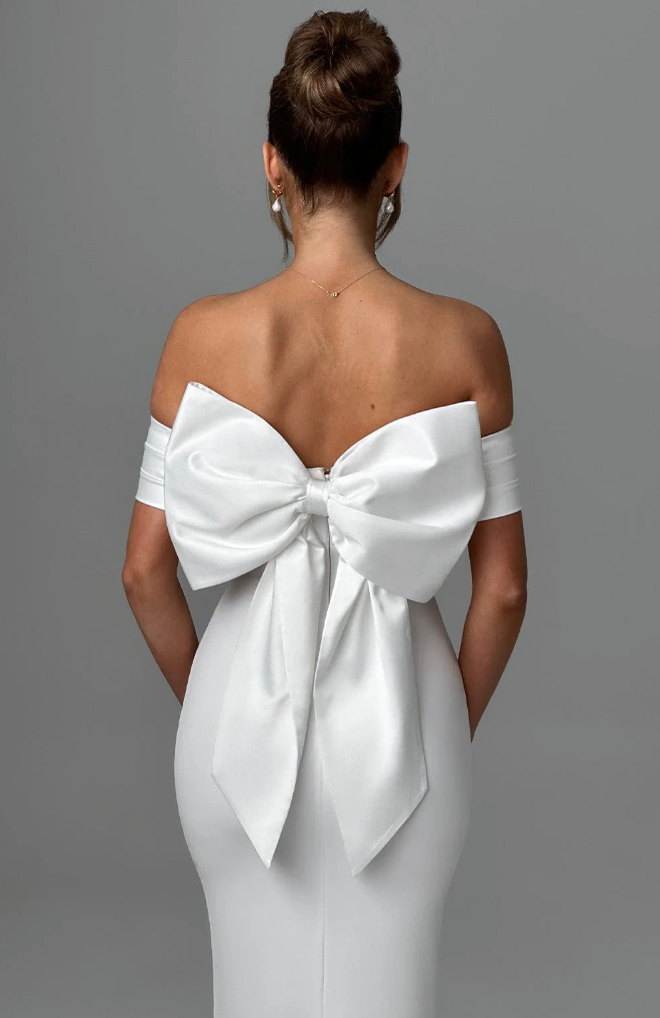 Valeria – Off-Shoulder Women's Dress with Bow