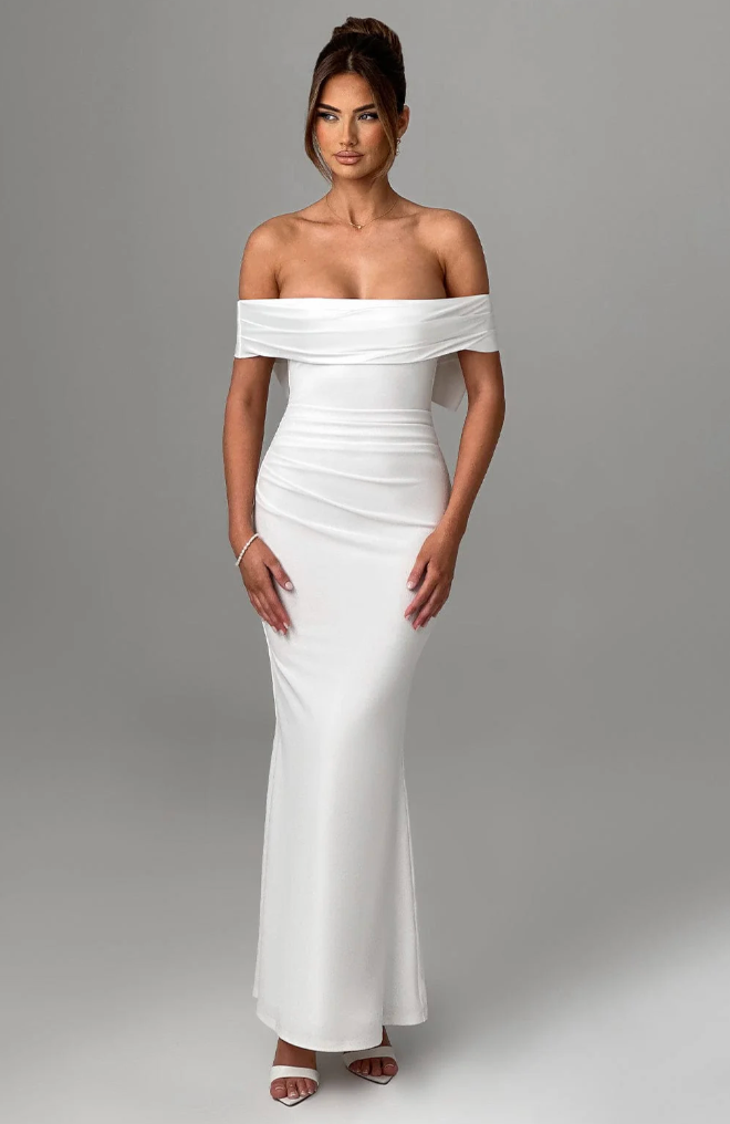 Valeria – Off-Shoulder Women's Dress with Bow