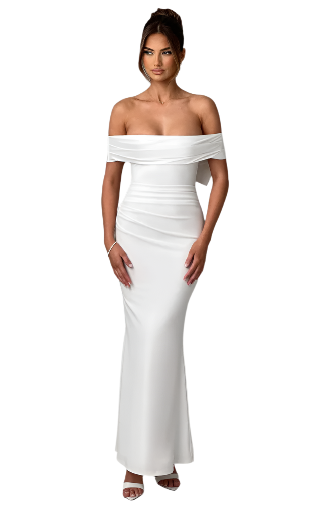 Valeria – Off-Shoulder Women's Dress with Bow