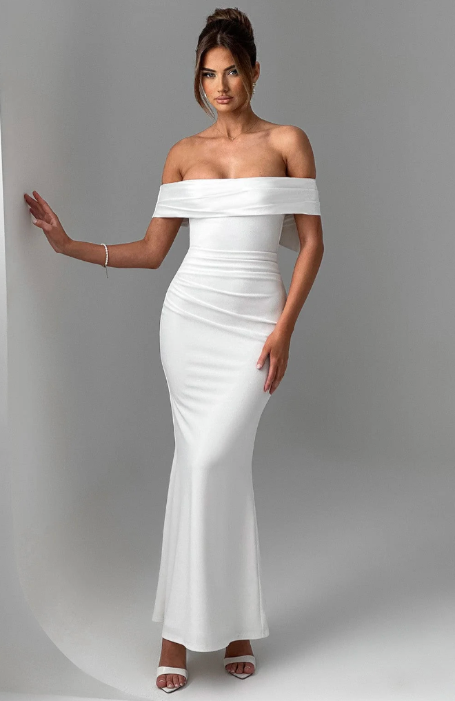 Valeria – Off-Shoulder Women's Dress with Bow