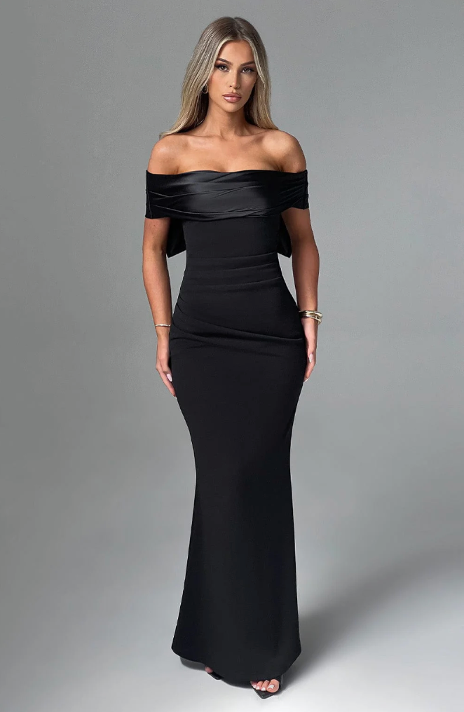 Valeria – Off-Shoulder Women's Dress with Bow