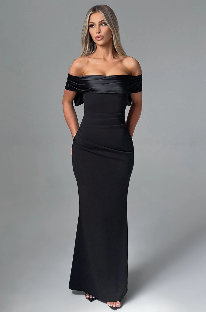 Valeria – Off-Shoulder Women's Dress with Bow