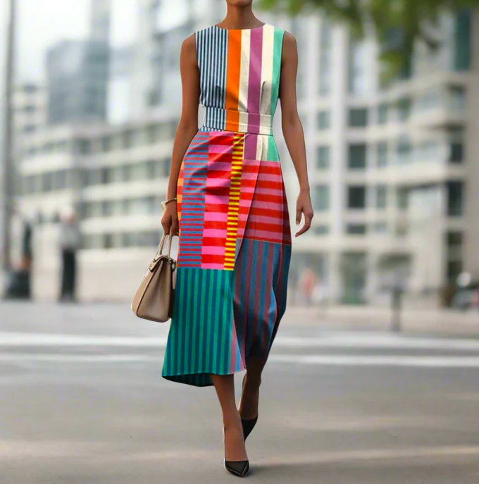 Raina – Flowing Women’s Geometric Print Dress