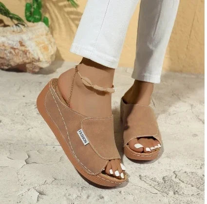 Yessa – Breathable Leather Women’s Wedge Mules