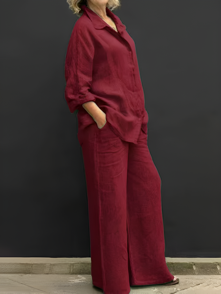 Sofia – Women’s Linen Two-Piece Shirt Suit