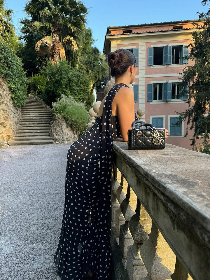 Charlotte – Flowy Women’s Polka Dot Ruffle Maxi Dress