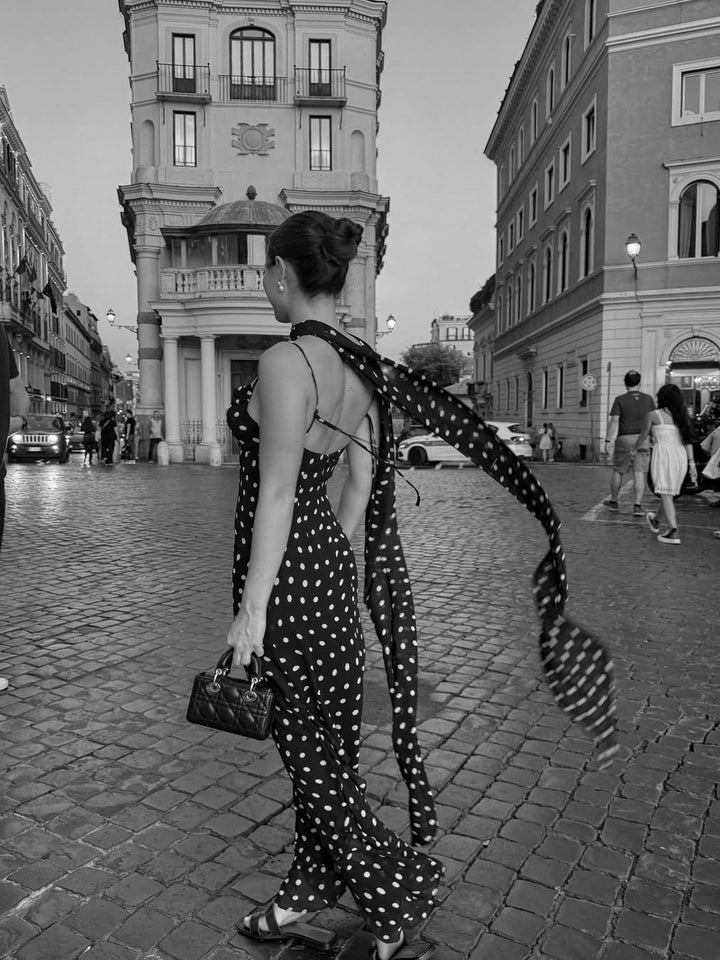 Charlotte – Flowy Women’s Polka Dot Ruffle Maxi Dress