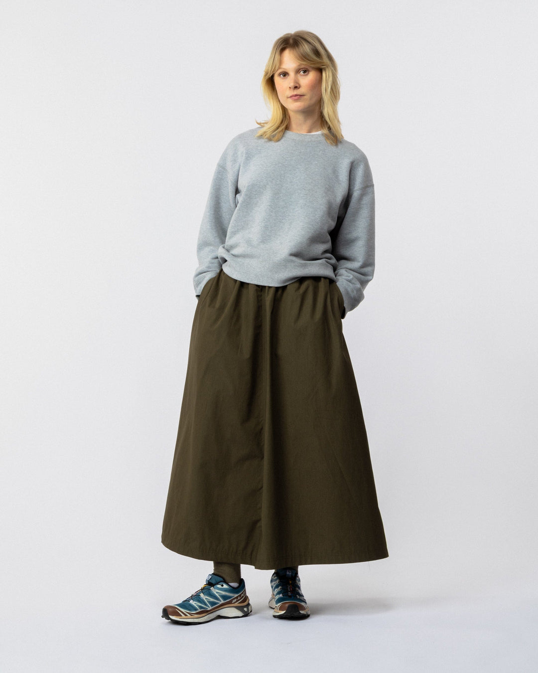 Ayla – Women’s Army Green Poplin Skirt