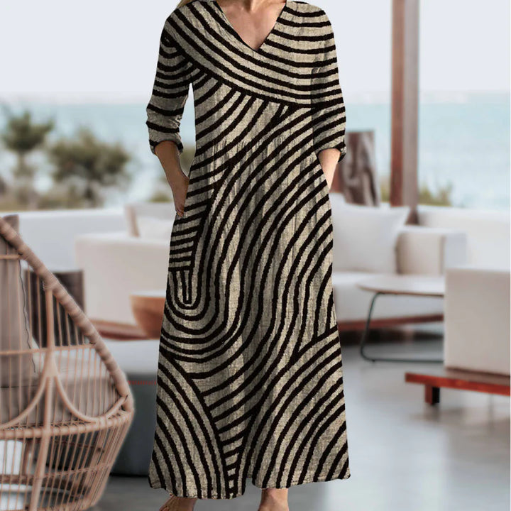 Lucy – Elegant Vintage Stripe Midi Dress