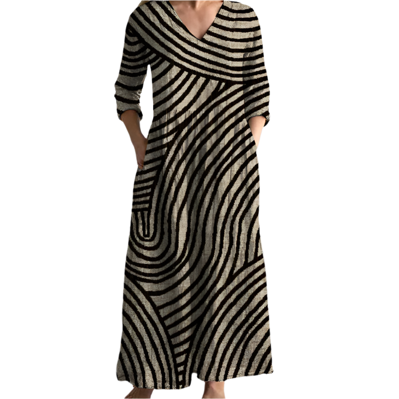 Lucy – Elegant Vintage Stripe Midi Dress