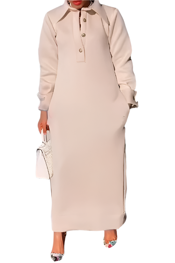 Beatrice – Casual Solid Color Women's Lapel Half-Button Dress