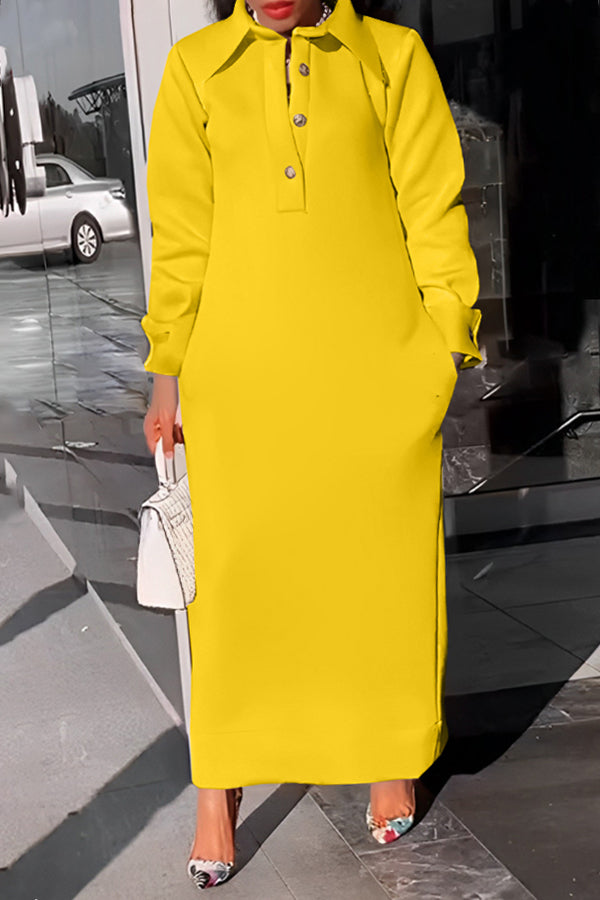 Beatrice – Casual Solid Color Women's Lapel Half-Button Dress