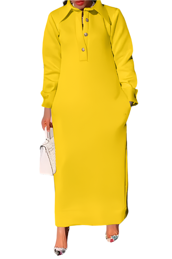 Beatrice – Casual Solid Color Women's Lapel Half-Button Dress