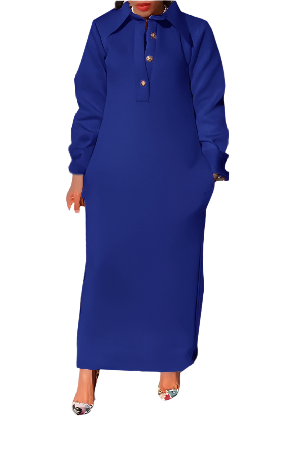 Beatrice – Casual Solid Color Women's Lapel Half-Button Dress