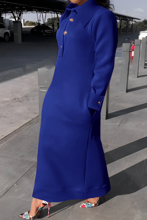 Beatrice – Casual Solid Color Women's Lapel Half-Button Dress