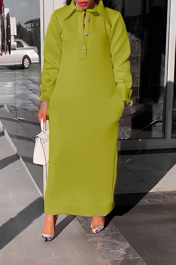 Beatrice – Casual Solid Color Women's Lapel Half-Button Dress