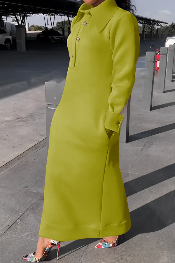 Beatrice – Casual Solid Color Women's Lapel Half-Button Dress